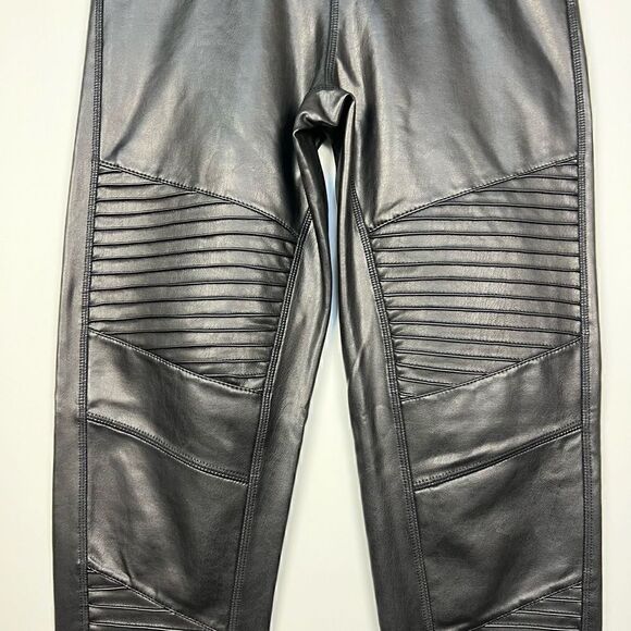 7 For All Mankind Vegan Faux Leather Moto Leggings Pants Bikercore Black size S - Picture 7 of 12